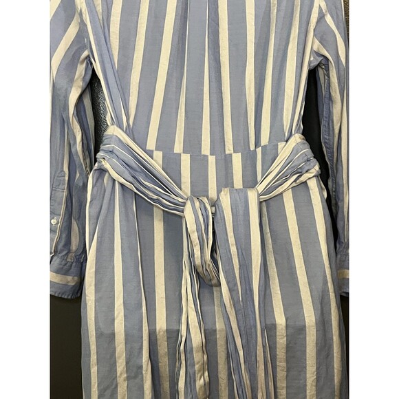 GANT Rugger Shirt Dress Womens Large Blue White Striped Belted Button Front - Picture 8 of 15